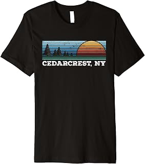 Retro Sunset Stripes Cedarcrest, New York Premium T-Shirt