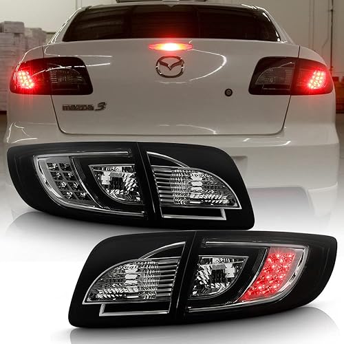 ACANII - Para 2003 2004 2005 2006 2007 2008 Mazda 3 Mazda3 lente ahumada LED luces traseras reemplazo par izquierdo+derecha