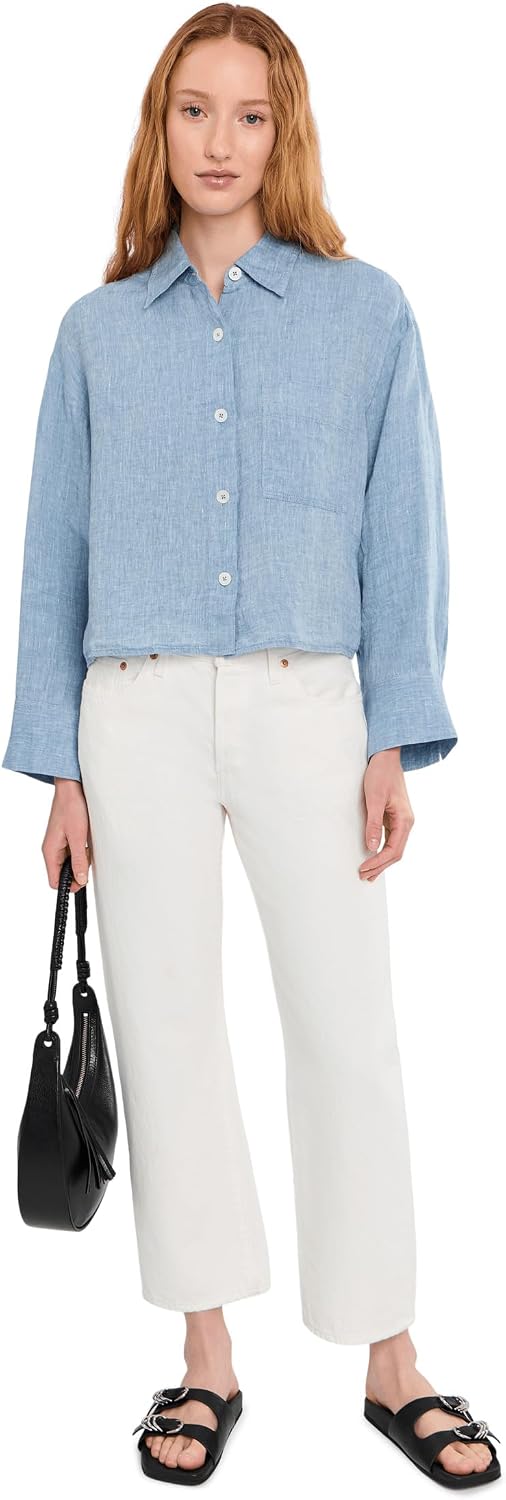 Madewell Womens Straight-Hem Shirt in 100% Linen