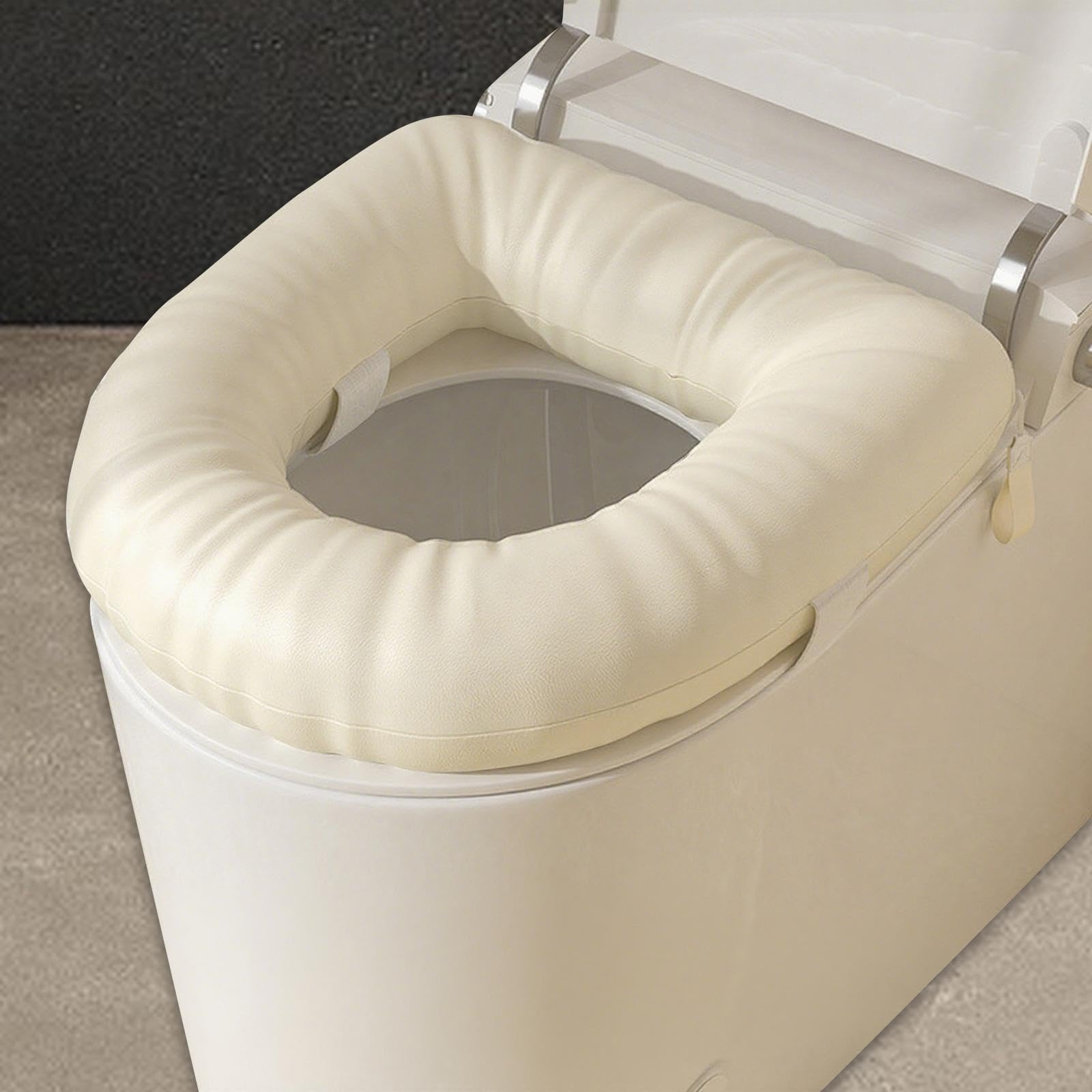 predolo Rialzo per Sedile Wc in Materiale EVA in Pelle PU, Cuscino per Sedile Del Water Impermeabile E Spesso, Coprisedile per Wc Aggiunge 3 Pollici per I Pazienti Anziani, Beige