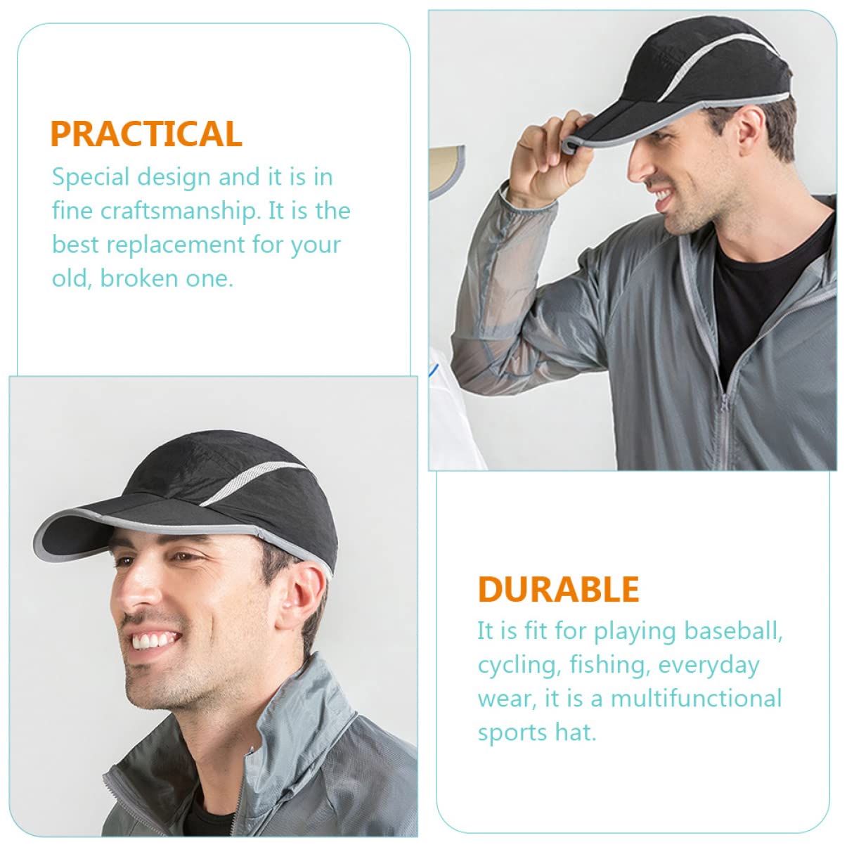Baseball Kappe Kappen für Männer taillierte Hüte für Männer Mütze Männer Sonne Sporthüte für Männer Schirmmützen für Damen laufende Mütze Sporthut laufende Kappen Nylon Black