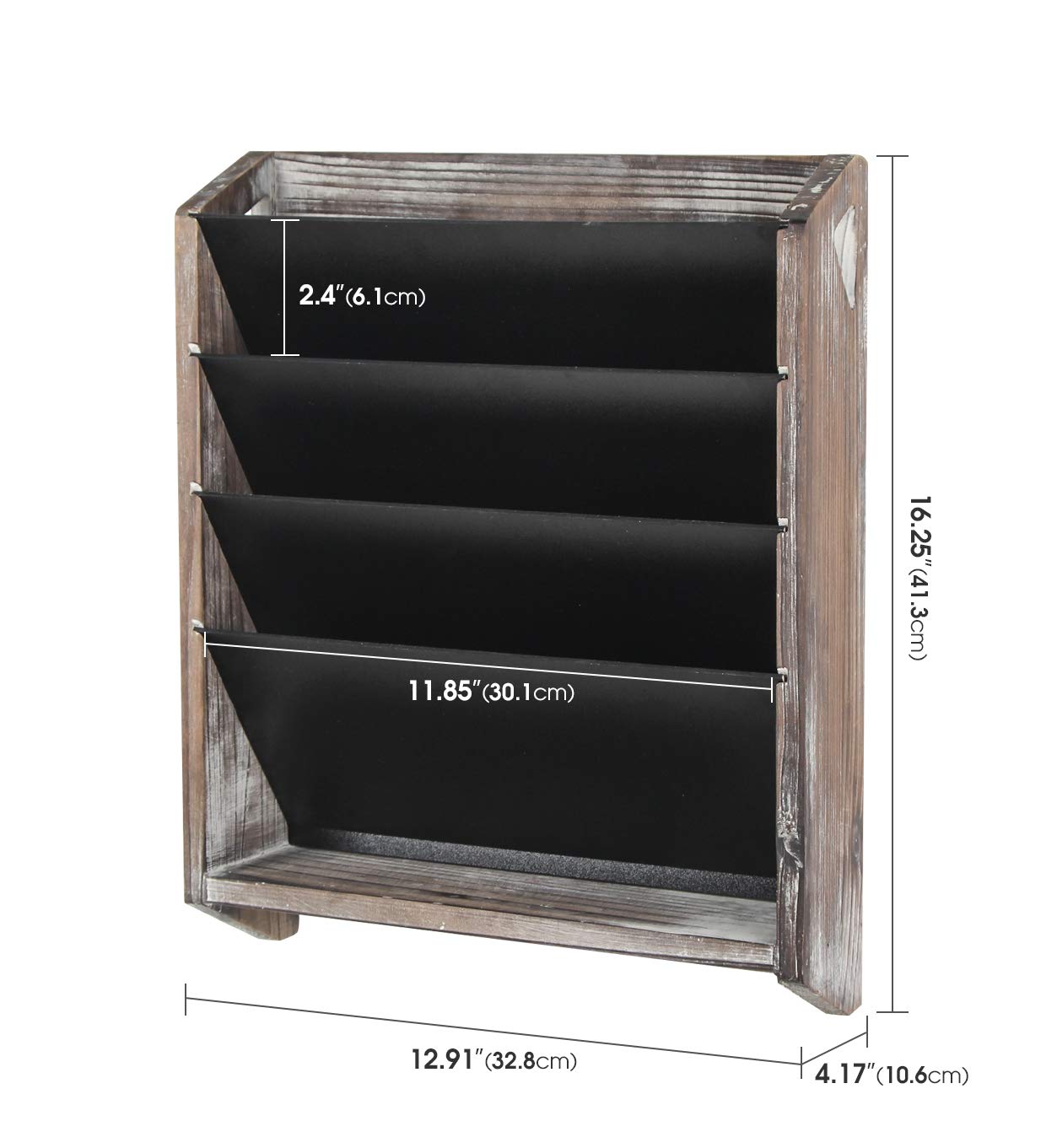 J JACKCUBE DESIGN Wand-Dokumenten-Organizer, rustikaler Zeitschriftenständer aus Holz mit 5 Fächern, hängender Briefhalter für Zuhause, Büro – MK624A