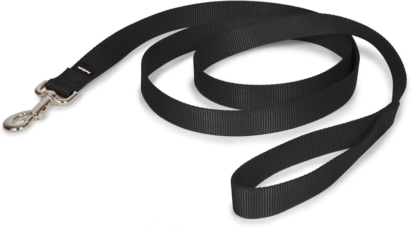 Correa de nailon para perros - Correa resistente, duradera y de estilo tradicional con broche de perno fácil de usar - 1 pulgada x 6 pies, negra | Correa de nailon duradera con gancho de presión de perno fácil de poner y quitar, se combina perfectamente con el arnés Easy Walk y el collar de líder suave