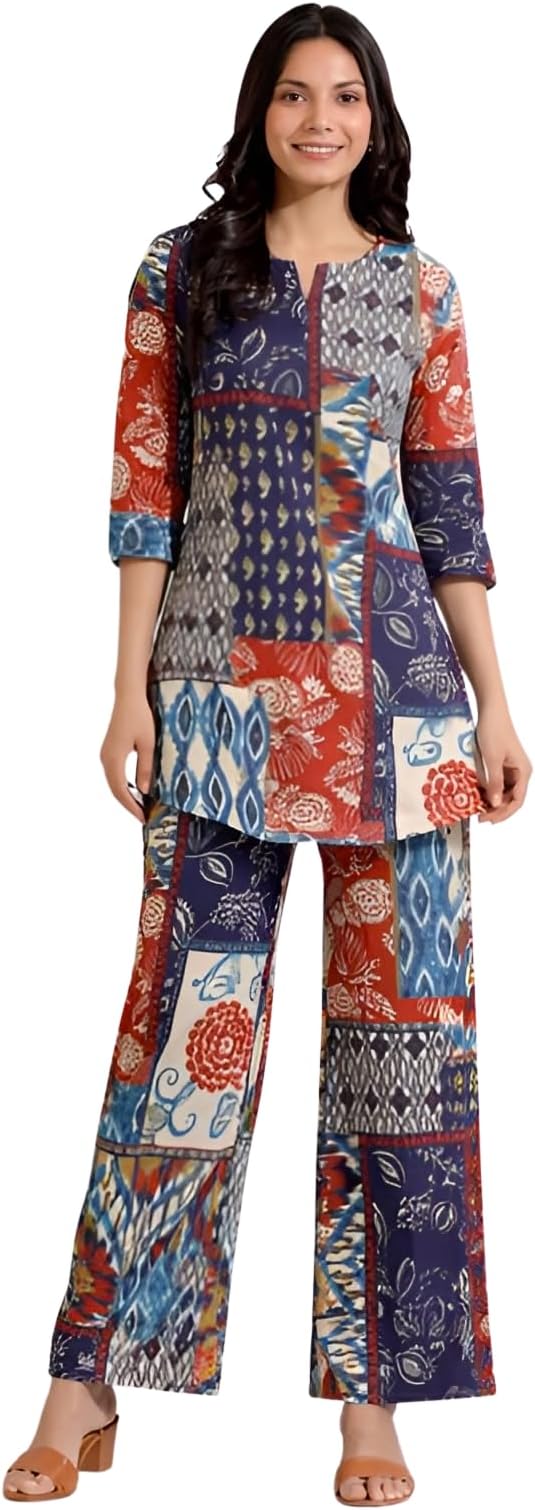 Leriya Fashion Co-ord Set For Women Stylish | Kurta Sets for Woman | Kurtis | Short Kurti For Women Latest | Dress For Woman | 3/4 Sleeve Printed Ethnic Co Ord Set