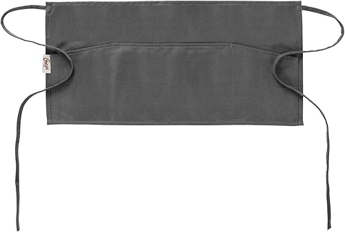 GNEGNI Delantal de cintura con 3 bolsillos, delantal de camarero para camarero, delantal corto y medio uniforme