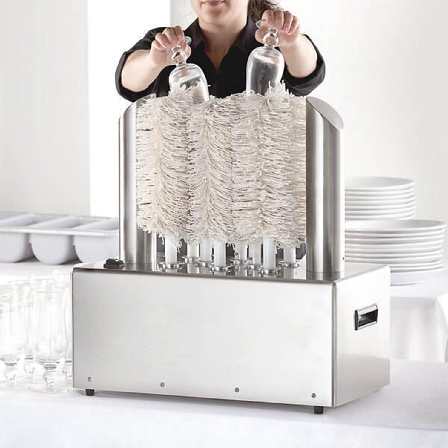 SICWEDIM 5/8 Heads Electric Winery Wine Glass Polishing Machine,Commercial Glass Polisher,Wine Glass Wiping Machine,for Bars/Restaurants/Hotels/Kitchen/Winery (8heads)