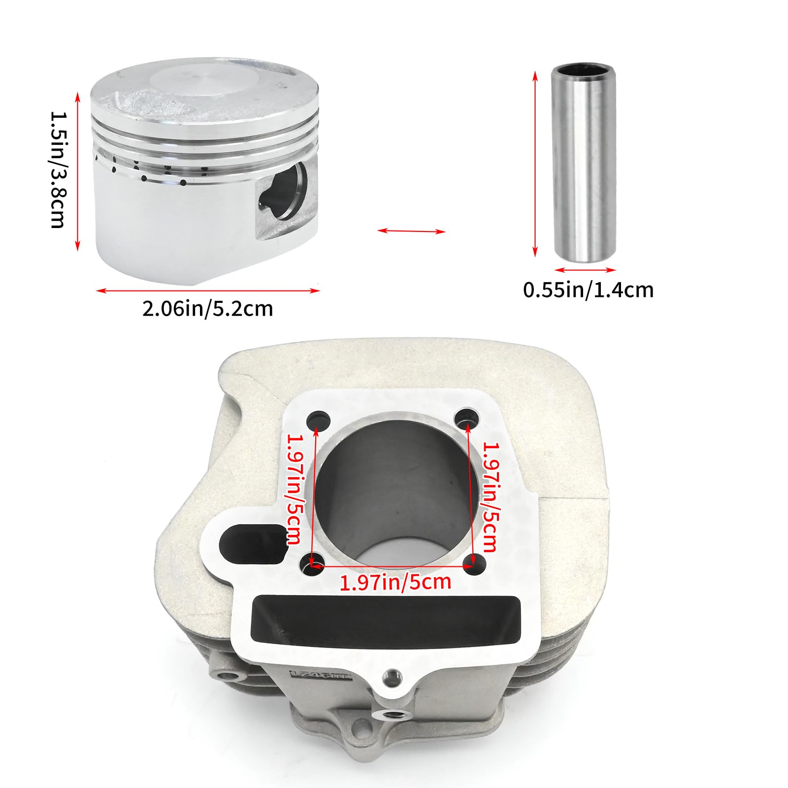 Amazon.com: Anxingo 52.4mm Aluminum Cylinder Big Bore Kit with