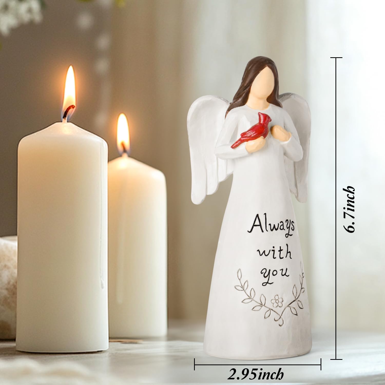 Cardinal Gifts for Women – Red Cardinal Decor Angel Figurine, Sympathy Gifts for Loss of Loved One, Memorial Gifts for Women, Bereavement Gifts Grief Resin Home Statue - Image 4