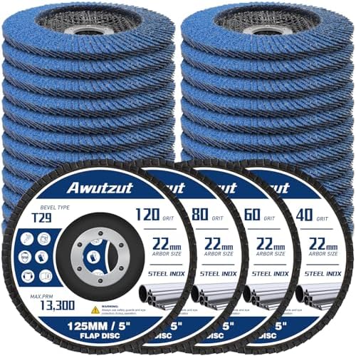 Flap Discs 125mm for Angle Grinder Sanding Disc 40/60/80/120 Grit T29 Abrasive Grinding Wheels & Discs (22PCS)