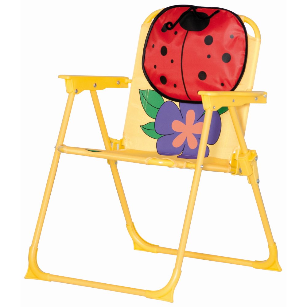 Siena Garden 672618 Marie Set pour Enfants 2 Fauteuils Pliants 1 Table + 1 Parasol Acier Motif de Coccinelle Jaune/Rouge