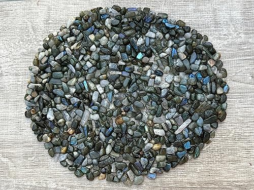 Image of GAF TREASURES 2 oz Lot Natural Semi Tumbled Gemstone Chips, Crushed Mini Crystals, Undrilled Crystal Chips (Labradorite Blue)