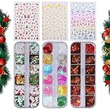 Diseño único: estos confeti y calcomanías de uñas holográficas tienen un tema navideño, incluidos copos de nieve, Papá Noel, árbol de Navidad, alces y otros patrones. Cada caja está numerada del 1 al 12, lo que le facilita la elección de su estilo favorito.