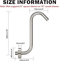 Vista 2 de NearMoon Brazo elevador de cabezal de ducha en forma de S, brazo extensor de ducha con brida, conexión estándar de 1/2 pulgada, accesorio de baño