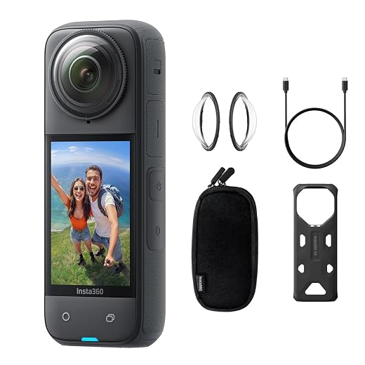 Insta360 X4 Standard Bundle - Waterproof 8K 360 Action Camera, 4K Wide-Angle Video, Invisible Selfie Stick Effect, Removable Lens Guards, 135 Min Battery Life, AI Editing, Stabilization (Renewed)