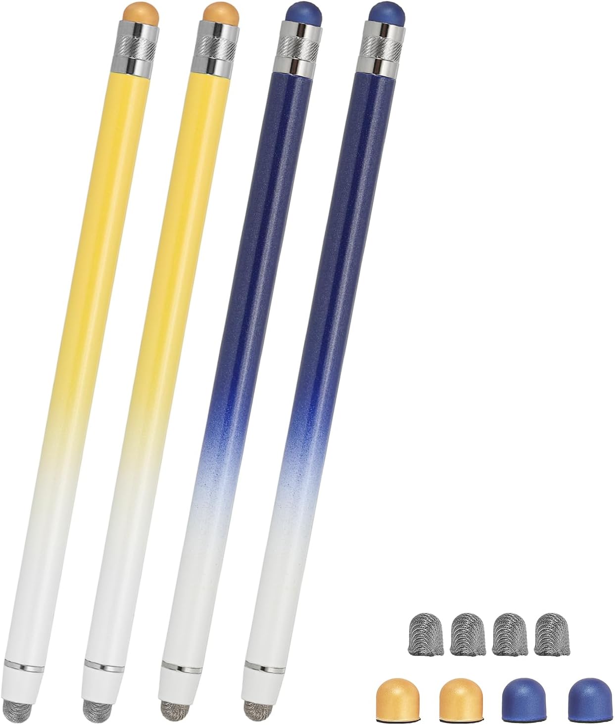 PATIKIL 4 Pcs Stylus Pens for Touch Screens, 2 in 1 High Sensitivity Universal Pen Capacitive Stylus for Phone Tablets Laptop Touch Screen Devices, Blue Yellow