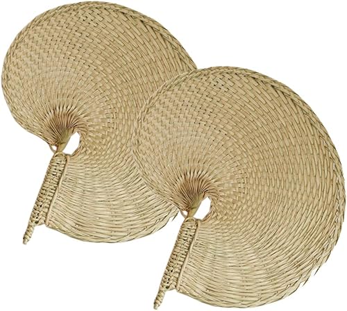 TJCGCKK - Ventilador de paja tejido hecho a mano para verano, ratán, rafia, caña, ventilador de pala manual natural, estilo chino (caracol)