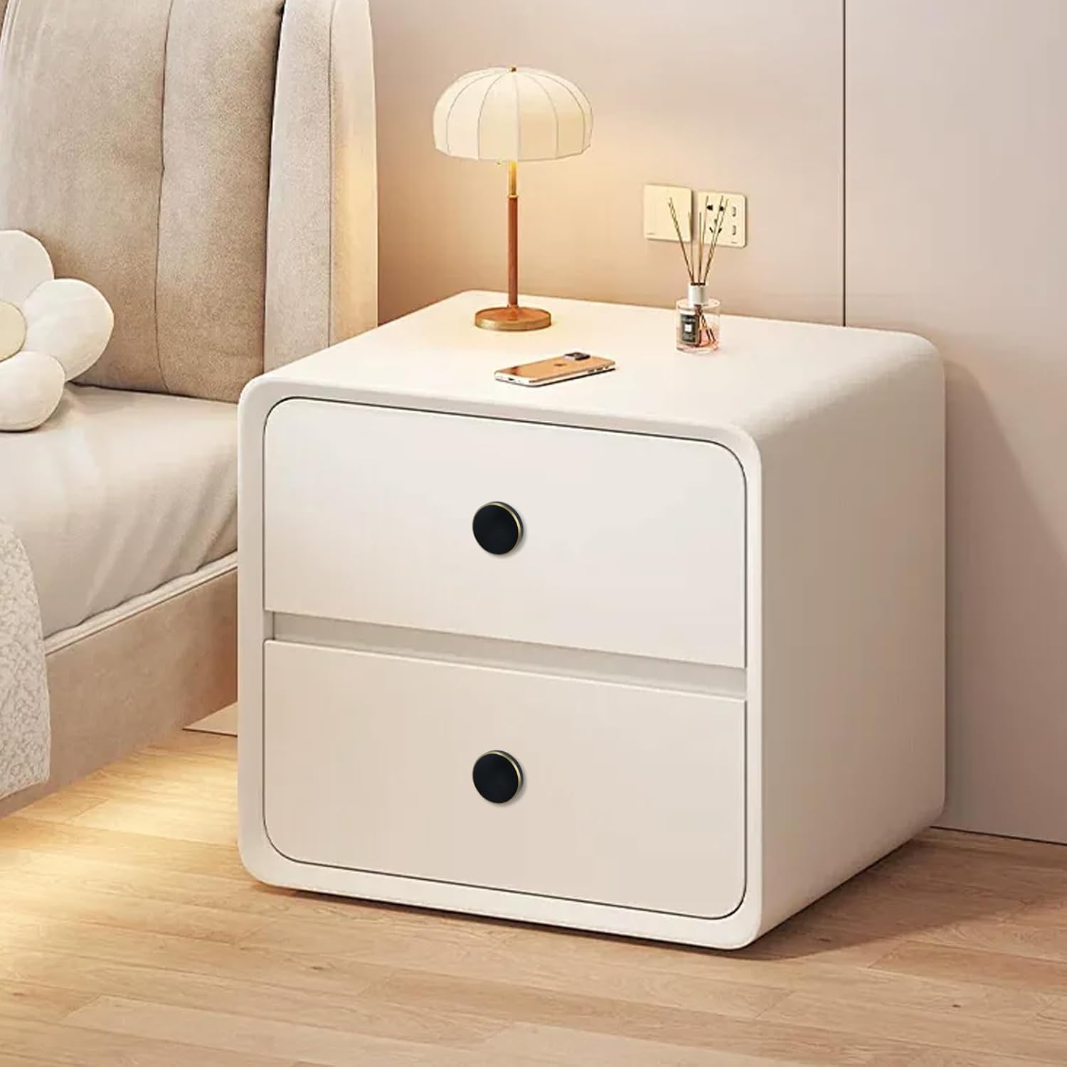 Mcredy Flat Black Cabinet Door Knobs,28 mm Diamater Brass Knobs Drawer Pulls for Dresser Drawer Cupboard Closet Hardware, Pack of 30