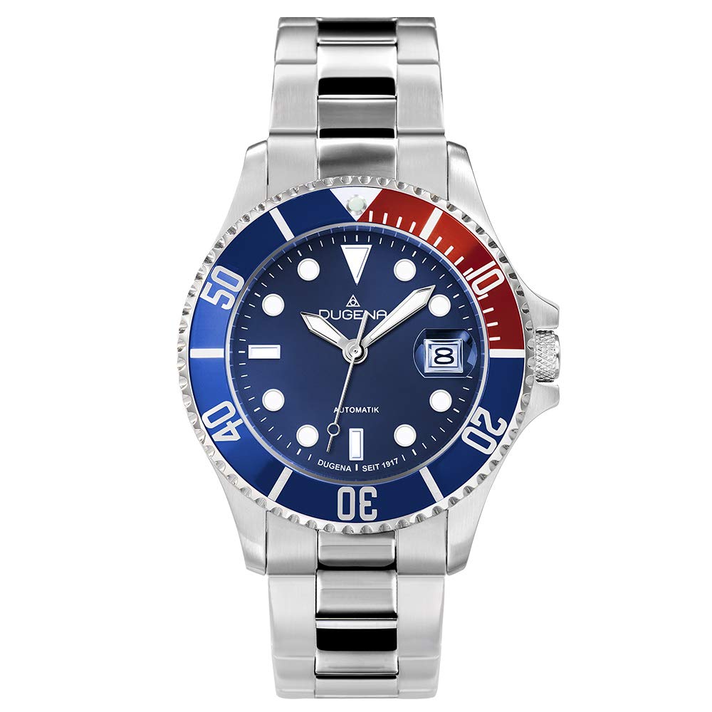 Dugena Orologio Da Polso Uomo Diver - Quarzo, Cassa In Acciaio Dorato 40 Mm, Vetro Minerale, Corona A Vite, Impermeabile 30 Bar, Cinturino Acciaio