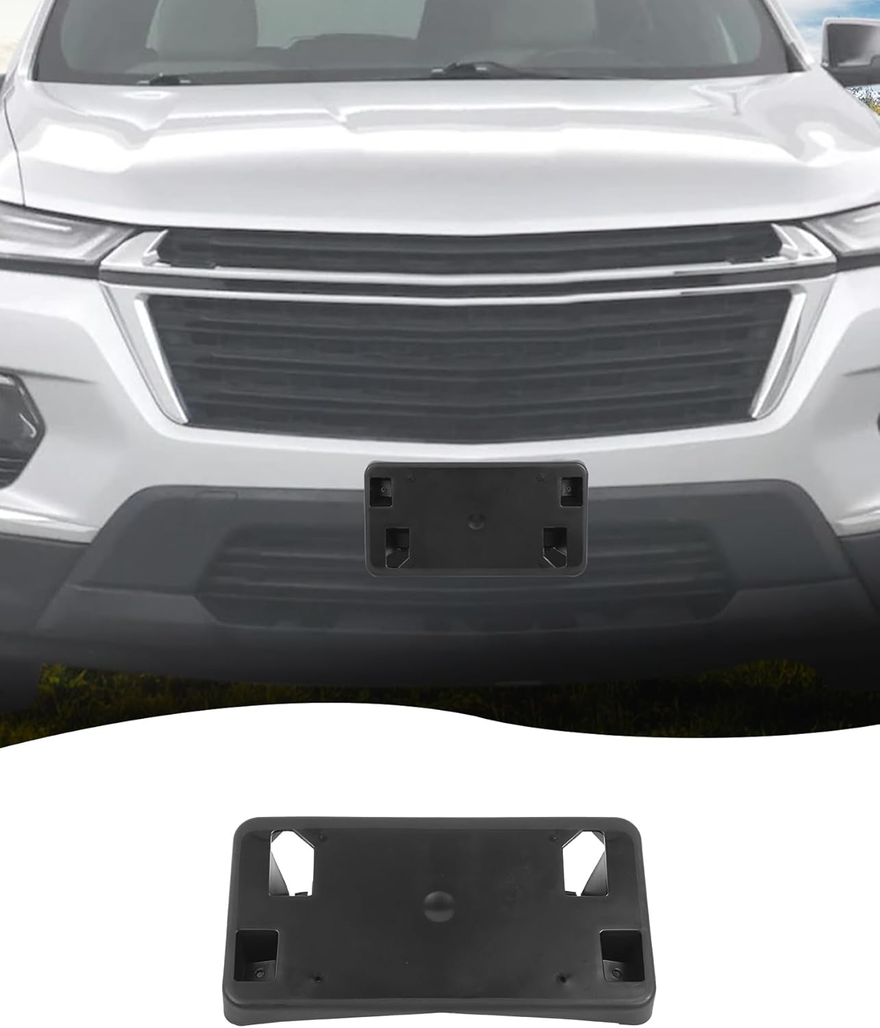 Hoolcar Front License Plate Mount Bracket Holder Frame Fit for Chevrolet Traverse 2018-2023 84282822 GM1068196 Exterior Accessories ABS Black