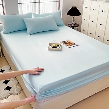 Solid Color Full Fitted Sheet -Soft Microfiber- Fade Resistant Deep Pocket Fitted Sheet - No Pillowcase (Light Blue, Full)