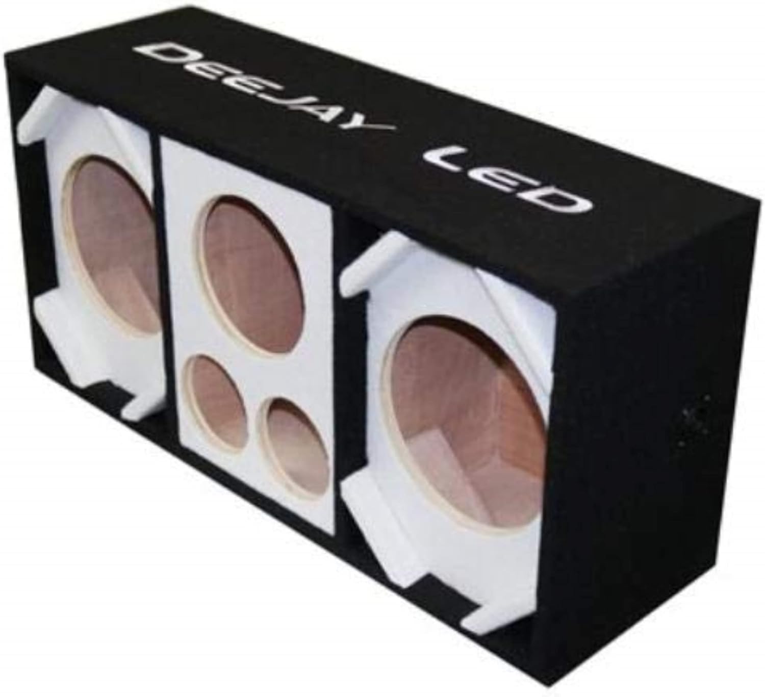 Two 8-in Woofers Plus Two Tweeters and One Horn White Empty Chuchera Speaker Enclosure - D8T2H1WHITE