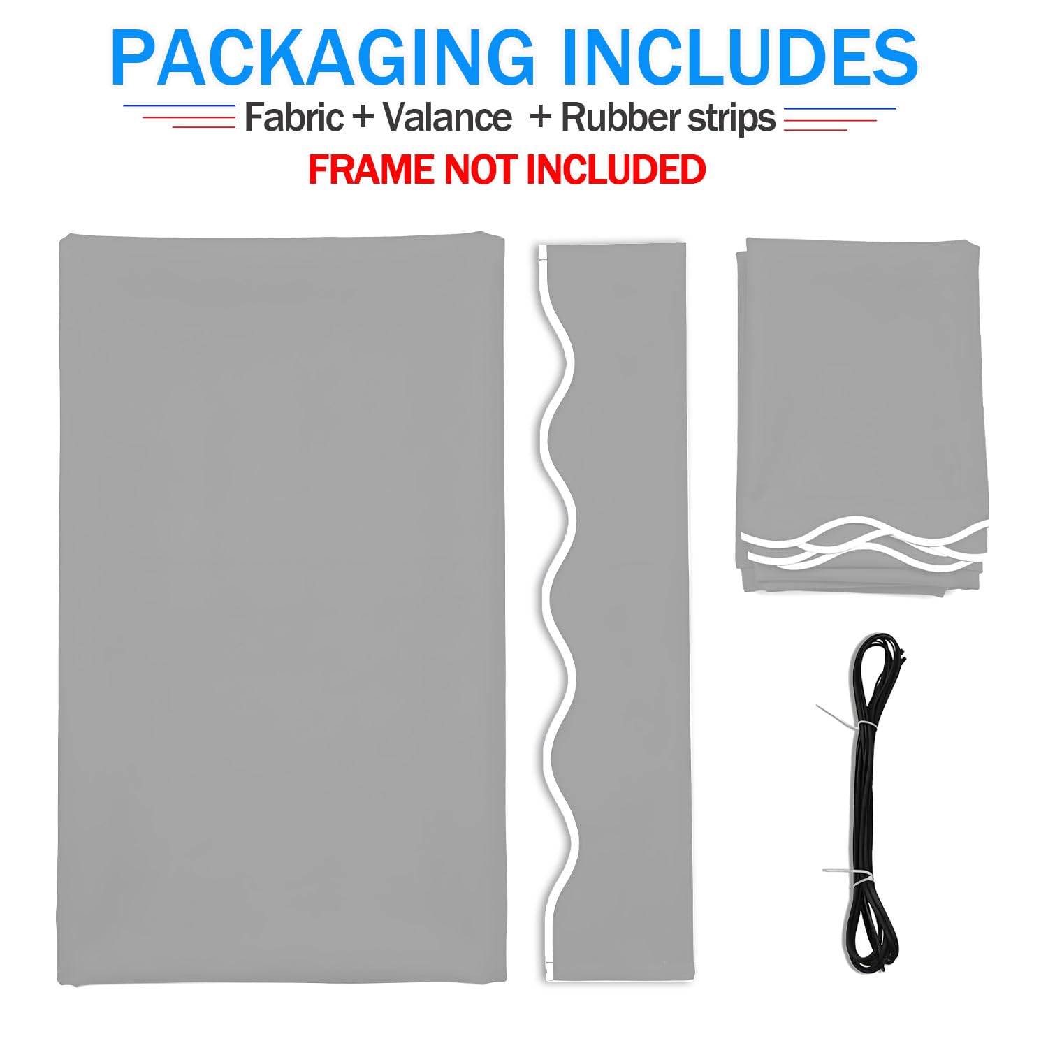 Tessuto Sostitutivo per Tenda da Giardino Retrattile per 2 M 3 M 3,5 M 4 M (Senza Telaio), Copertura per Parasole in Tela Poliestere 300G con Mantovana Anteriore(Size:4x3m,Color:Grigio Chiaro)