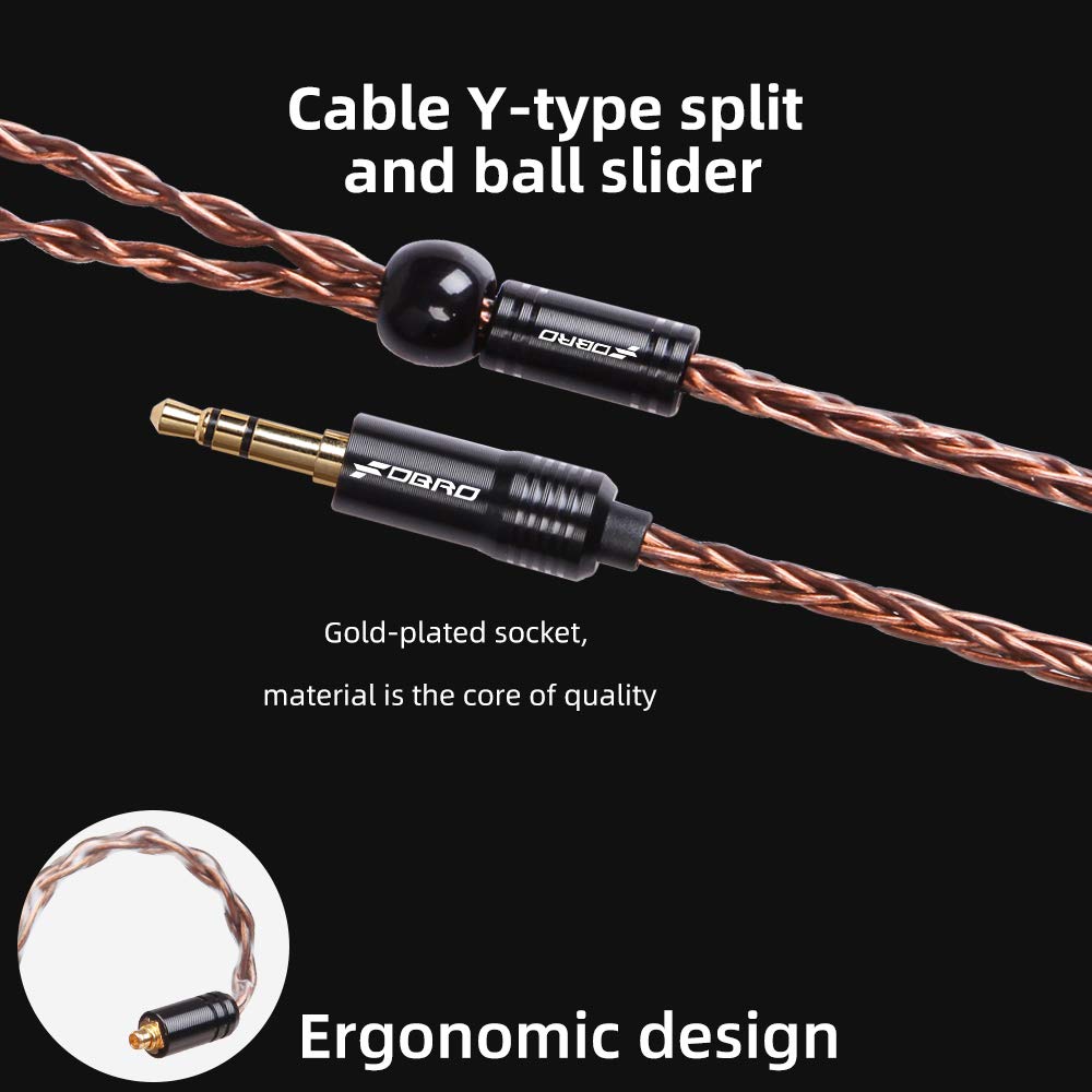 FDBRO 8-core Earphone Upgrade Cable CD Texture Plug Replacement Cable Ear-Hook Type OFC Silver Plated Earphone Cable for SE215 SE315 SE425 SE535 SE846 UE900 FH1 F9 (MMCX, Bronze+3.5mm)