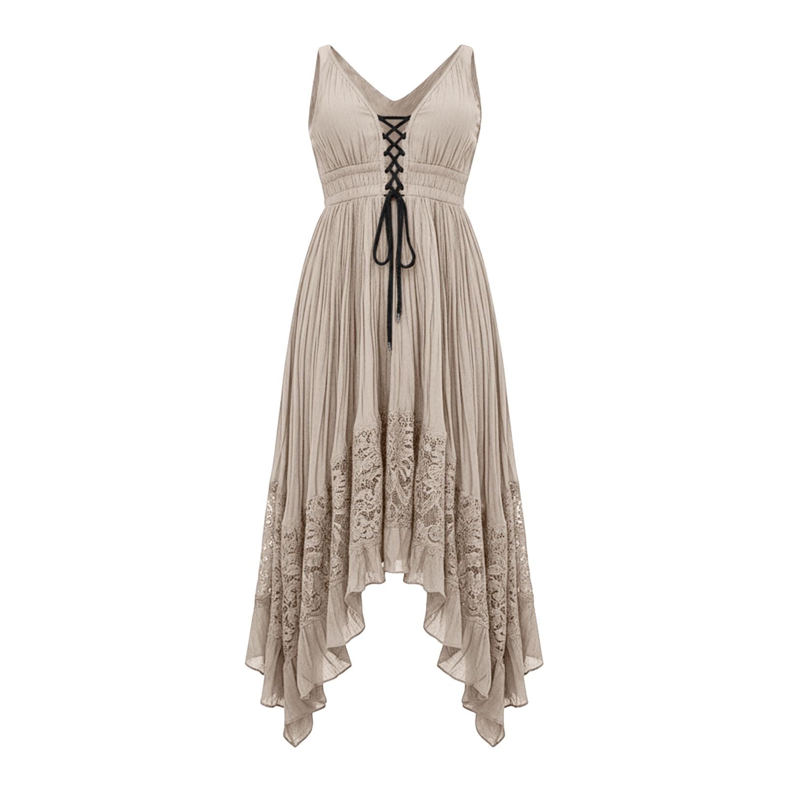 2026 midi bohème Lacets Manches Volants asymétrique décontractée pour Femme été