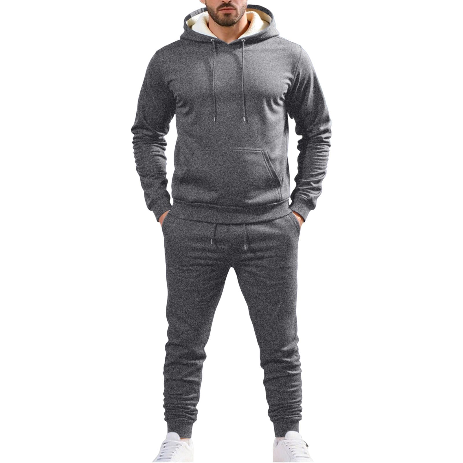 Generisch Heren fleece hoodie joggingset, warm gevoerd, voor de winter