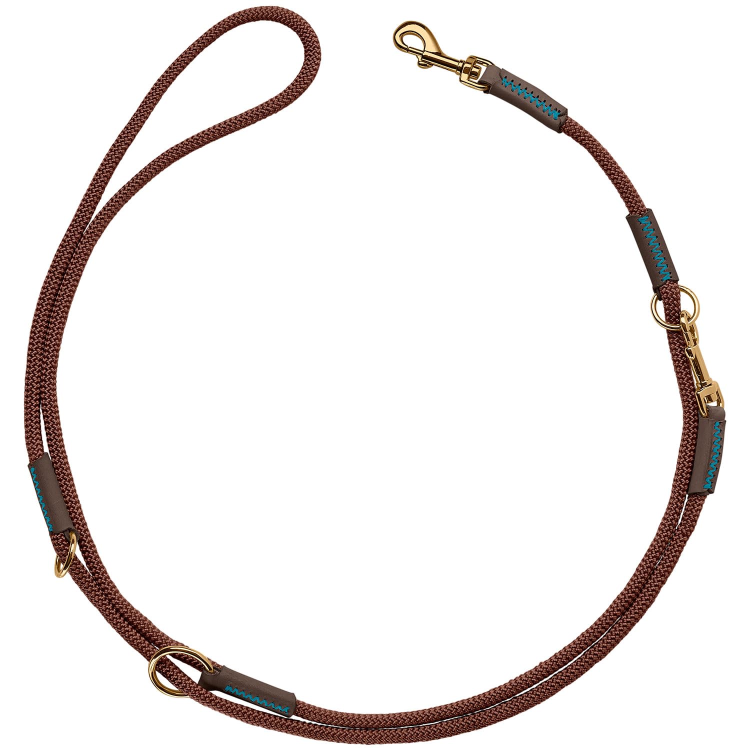 HUNTER Verstellbare Hundeführleine Malia, Farbe: Schokobraun/Dunkelbraun, geschmeidiges Tau & Robustes Leder, 3-Fach verstellbar, leicht, strapazierfähig, moderner Look, Made in Germany, Größe: 8/200