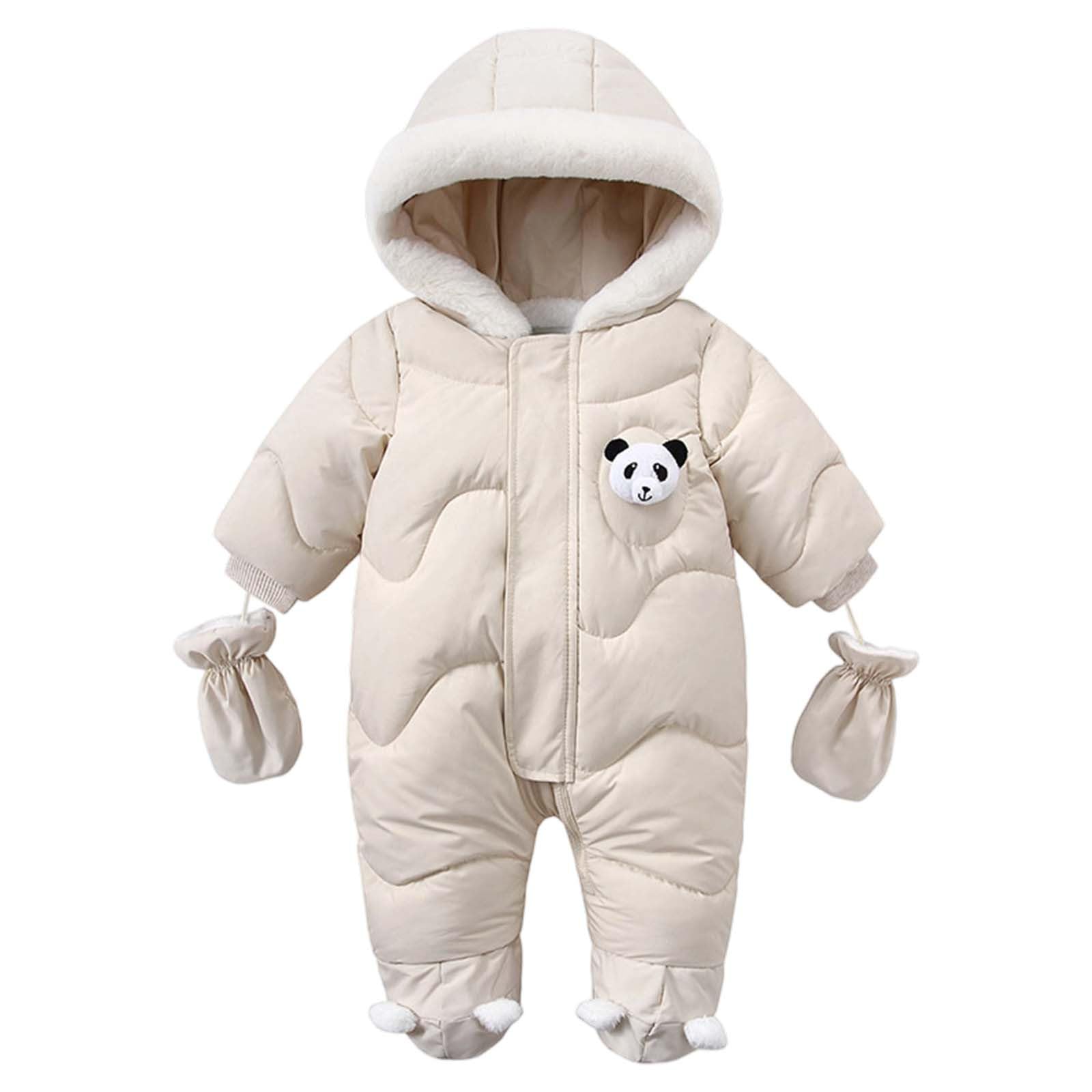 Baby Schneeanzug Winter Thermo Skianzug Schneeoverall Winteranzug mit Kapuze Jungen Mädchen Strampler Gefütterte Overall Skibekleidung Mit Reißverschluss 6-24 Monate