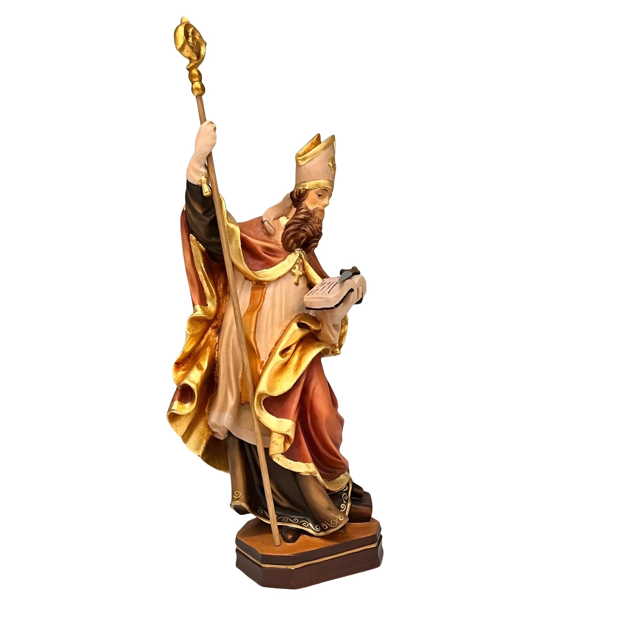 Dolfi św. Chiliano rzeźbiony z drewnianym mieczem 40 cm | Naturalne drewno w Val Gardena | Figurka szopka