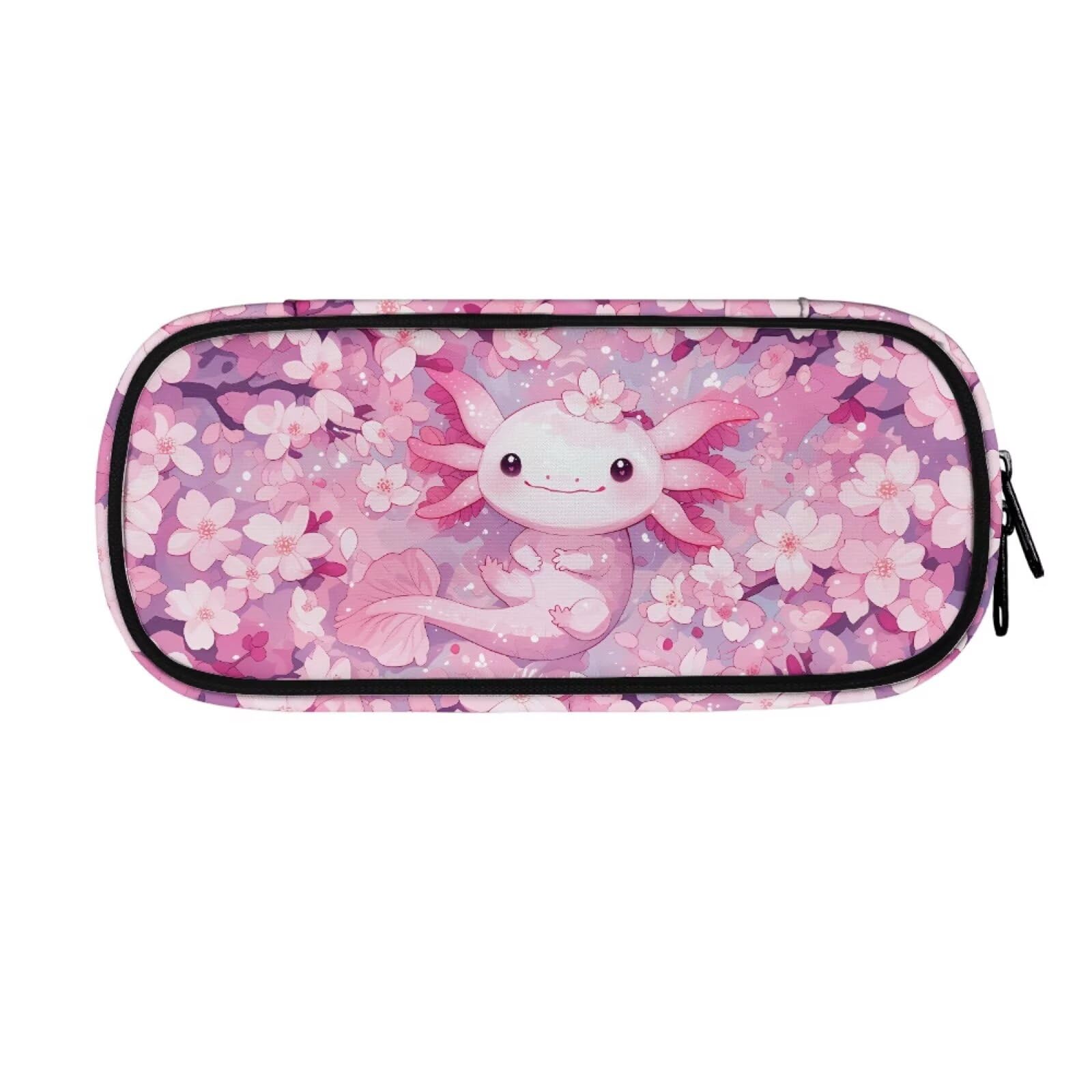 ASQVTIFE Kawaii Axolotl Pencil Box for School Girls Teens School Supplies Pencil Case Cute Axolotl Pencil Case Big Capacity for Kindergarten Elementary School Supplies Pencil Pouch — image 1