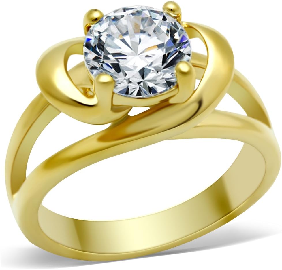 Marimor Jewelry 2.0 Carat Round Brilliant Cut Cubic Zirconia 14K Gold Plated Engagement Ring Women's Size 5-10