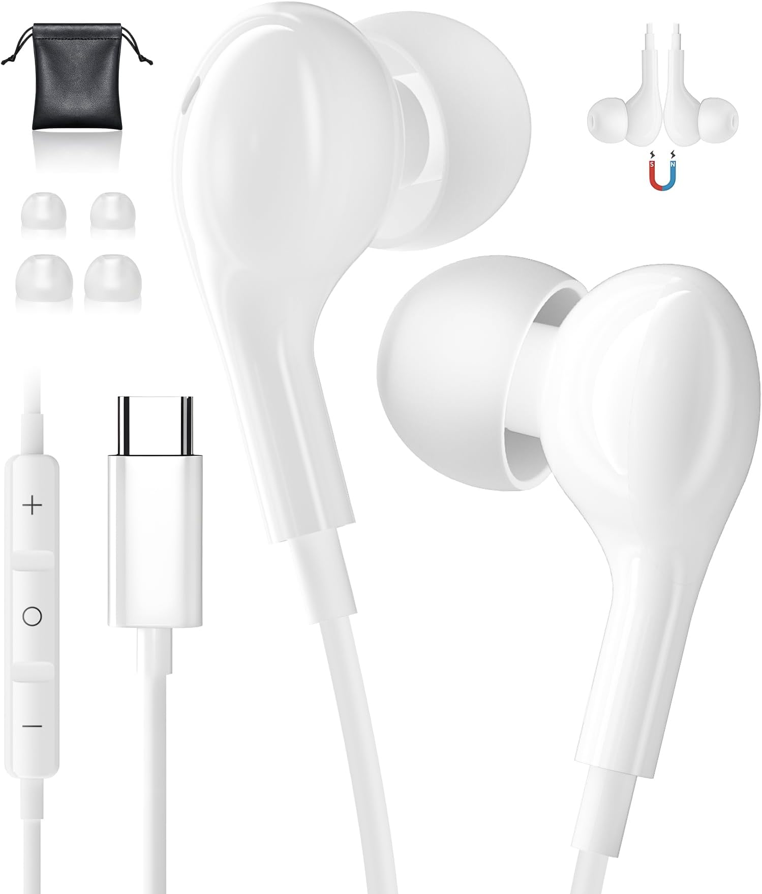 USB C Headphones for iPhone 15 iPad 10 Samsung Galaxy S25 S24 S23 Ultra USB C Earphones Wired Headphone with Mic Type C Headphones for iPhone 17 Samsung A16 A56 A55 A35 Google Pixel 9a 9 Pro iPad 11