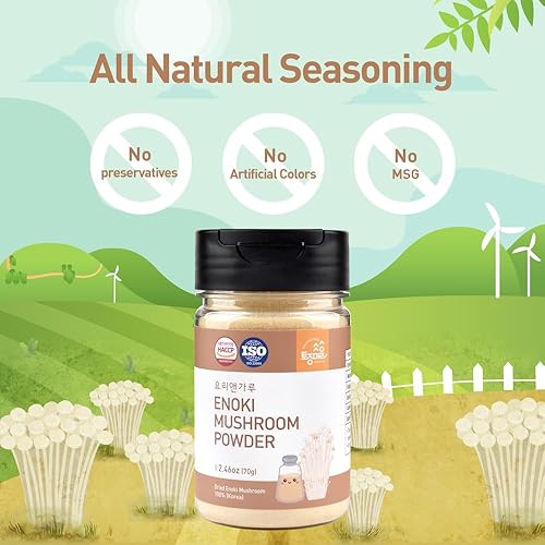 Miniatura 3 de TOJONGHERB Polvo de hongos Enoki, 2.46 onzas, condimento Umami totalmente natural, polvo de hongos veganos para cocinar