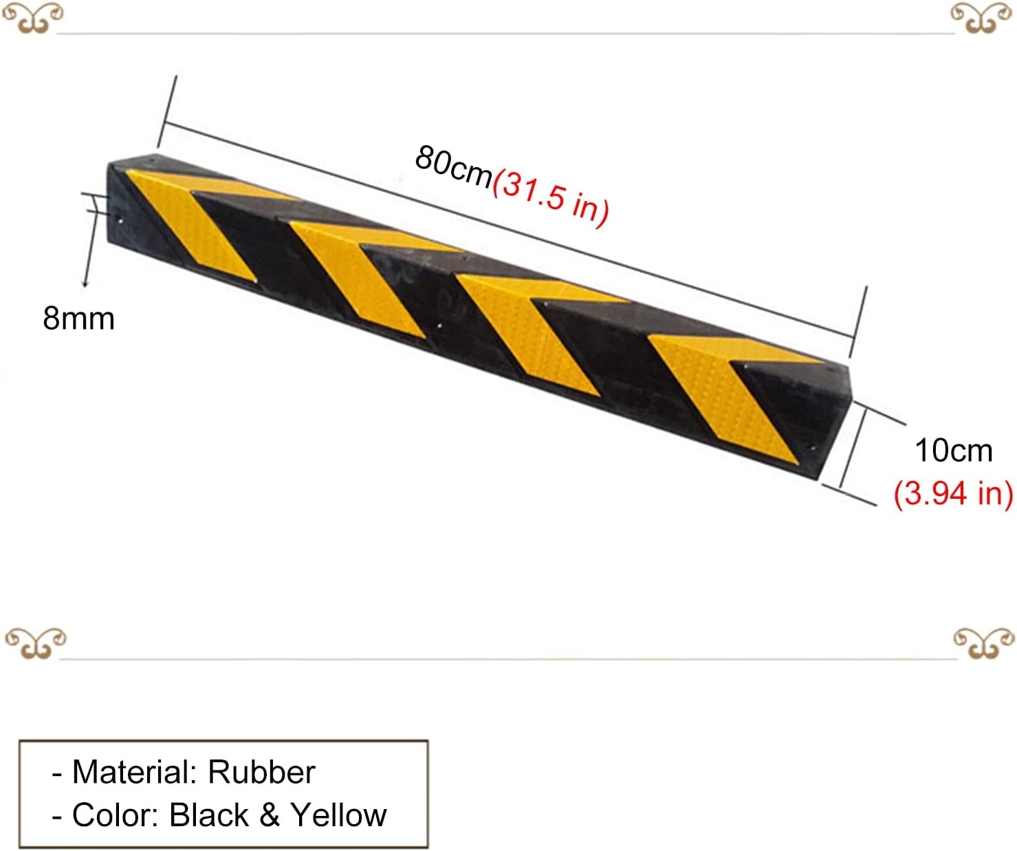 Garage Wall Protector Rubber, Wall Corner Guard for Car Front Bumper, 2.6ft Length Reflective Sign Post Panel for Indoor Outdoor,Onecolor-8mm