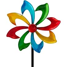 Rainbow Kinetic Wind Spinner, 13" Metal Garden Decor