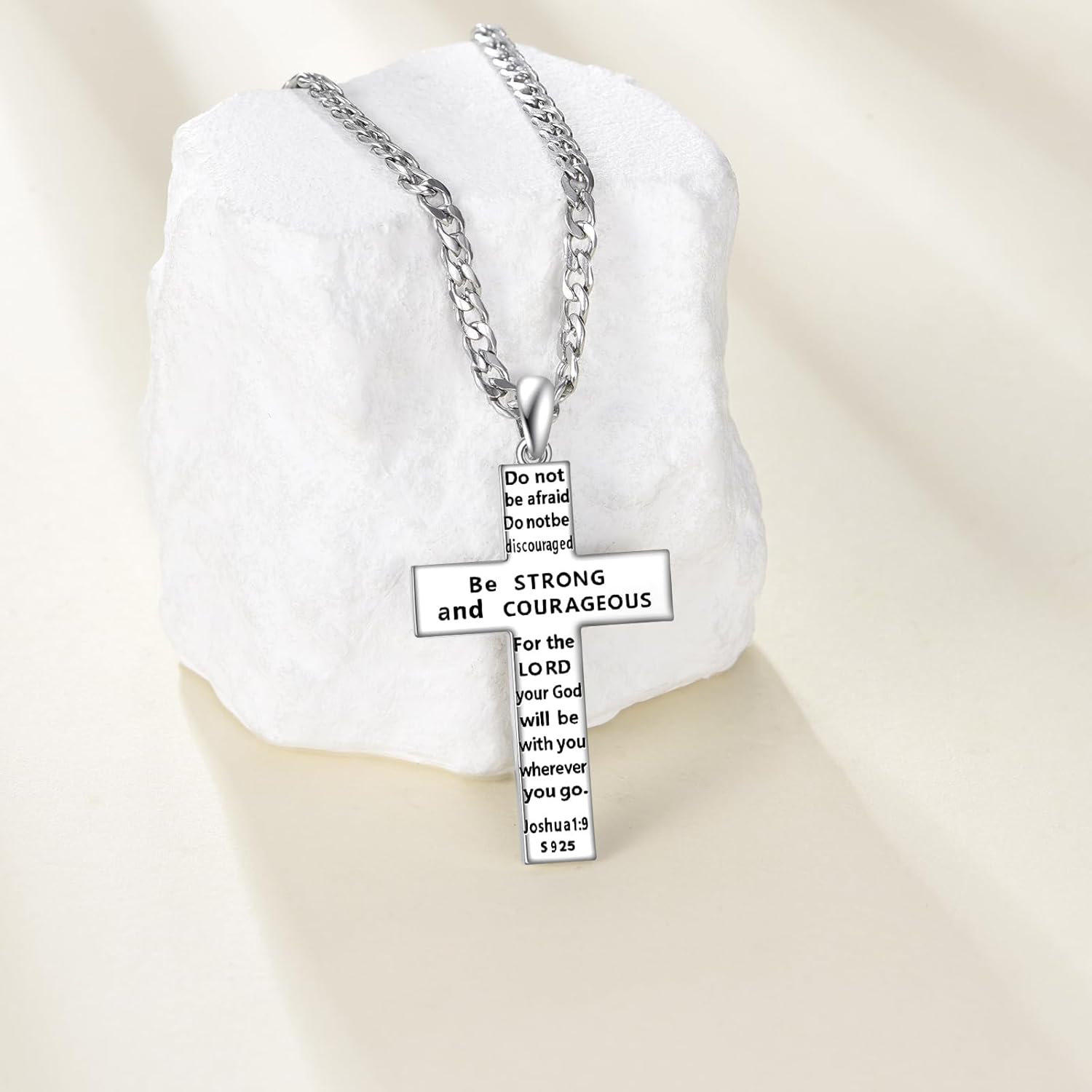 LUHE Cross Necklace for Men Sterling Silver Cross Pendant Necklace Religious Jewelry Christian Gifts - Image 2