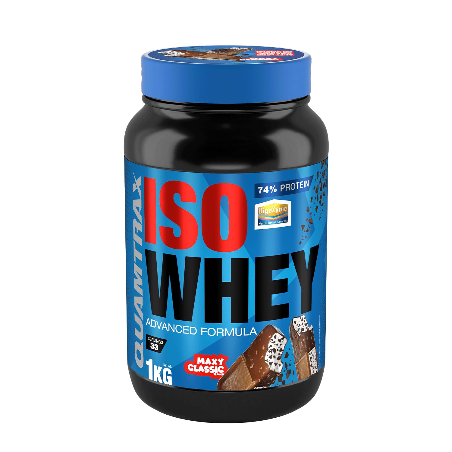 Quamtrax Nutrition - Iso Whey (Proteína de Suero de Leche Aislada) - 1 kg - Sabor Maxy Classic - Alto contenido proteico, rápida absorción y bajo en grasas