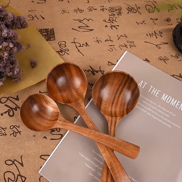 Wooden Soup Ladle, Ladel Spoon Long Handle Ladle For Soup Wooden Ladle For Cooking Serving Spoon Kitchen Tool(M - View #8