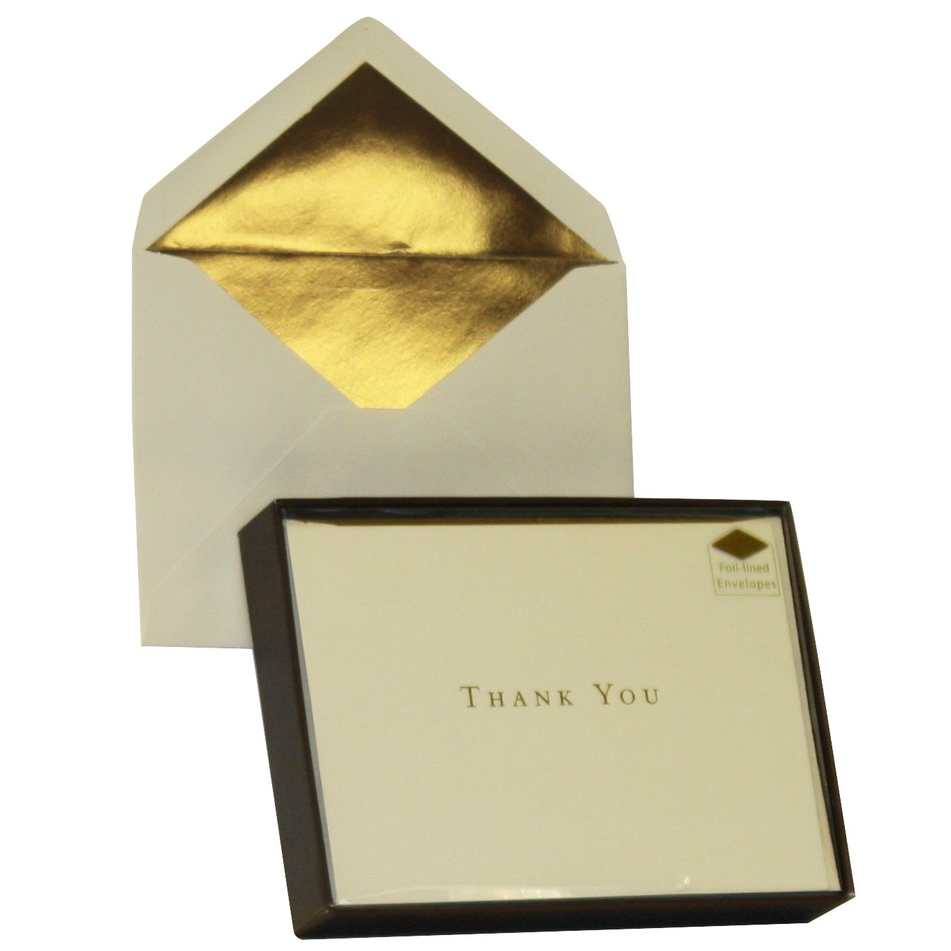 Designer Greetings Blank Thank-You Note Cards, Golden Print (10 Blank Any Occasion Cards 10 Foil-Lined Envelopes)