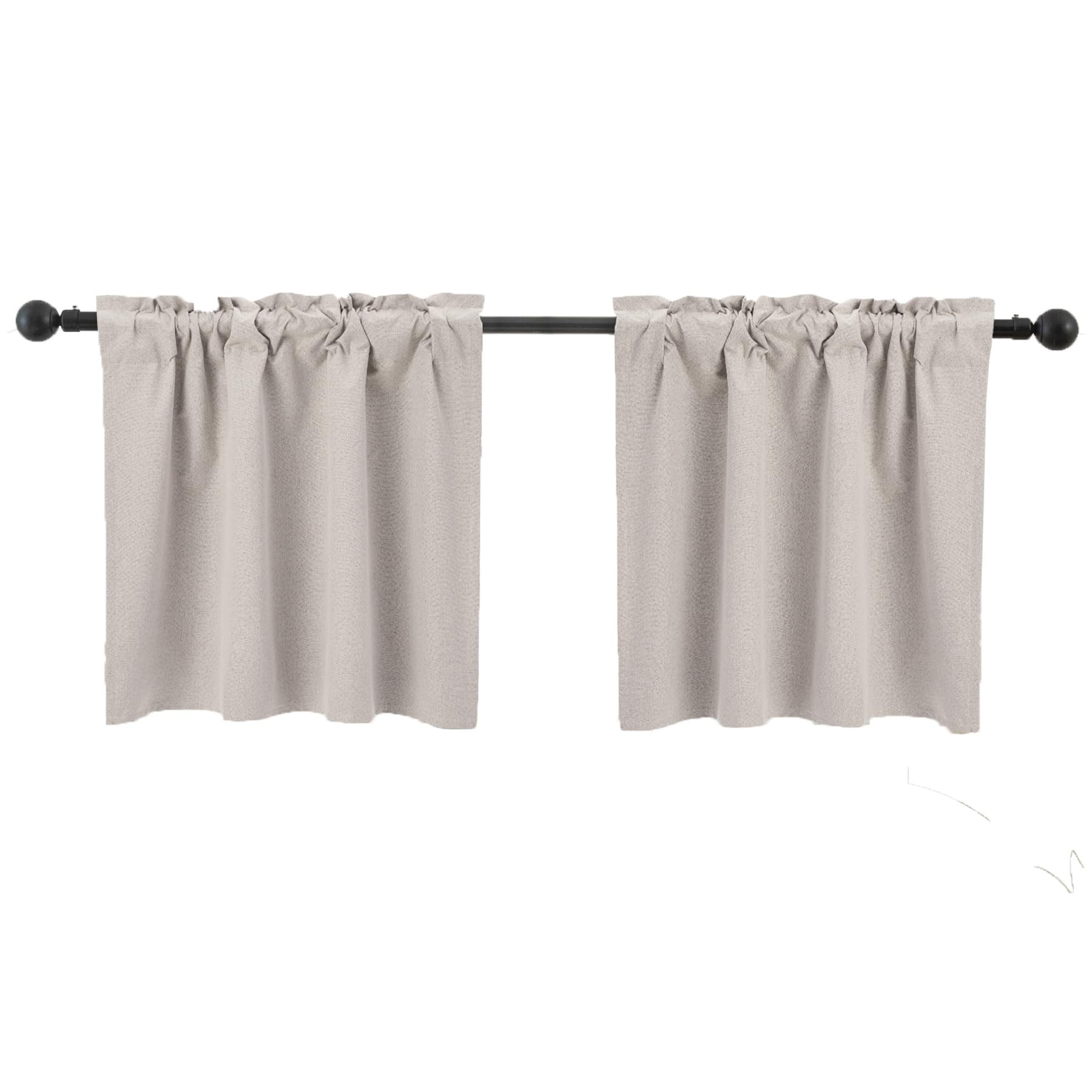 Pickluc 100% Blackout Cafe Curtain 24 Inches Long, Linen Kitchen Curtain for Small Window Treatment in Bathroom, Basement, RVs, Rod Pocket 2 Panels, W30 X L24 Inch, Natural