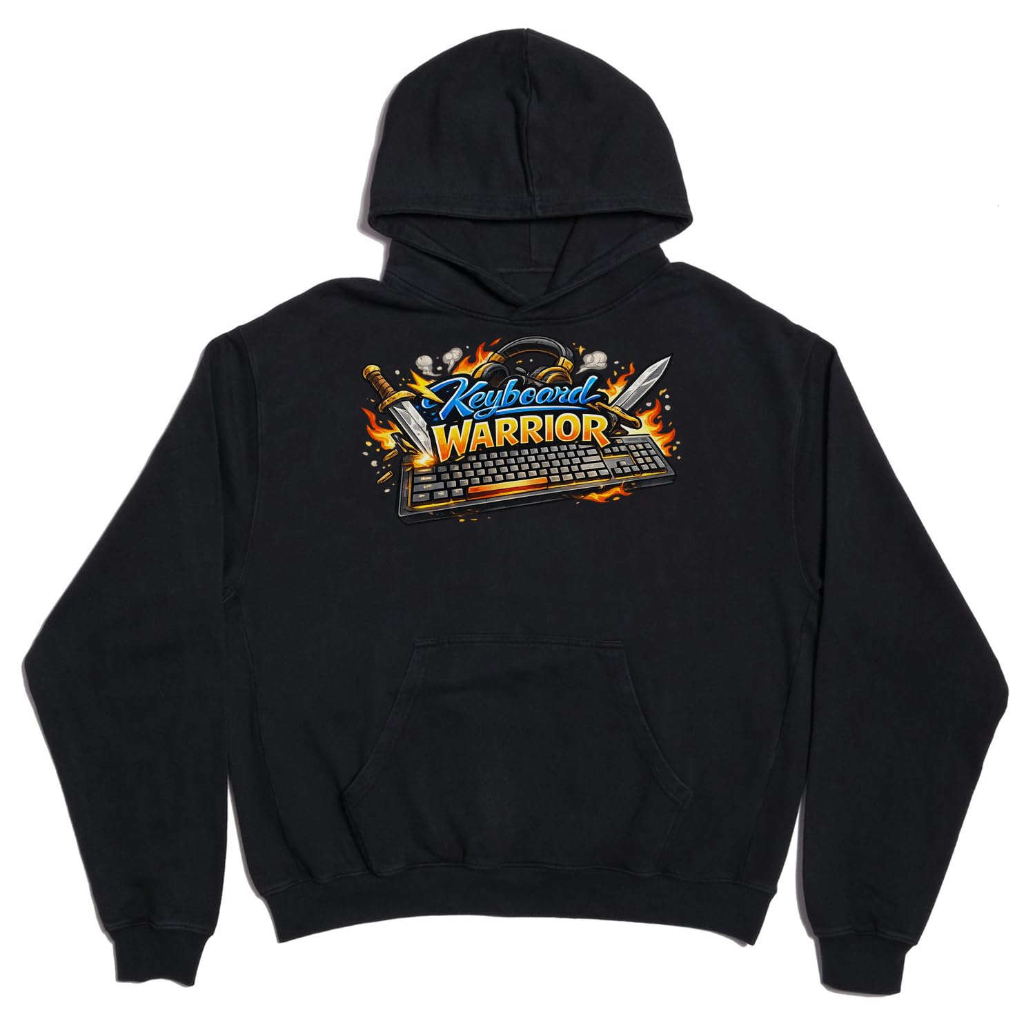 Fierce Gamer Keyboard Battle Emblem Unisex Oversizowa bluza z kapturem z mieszanki bawełny czarna
