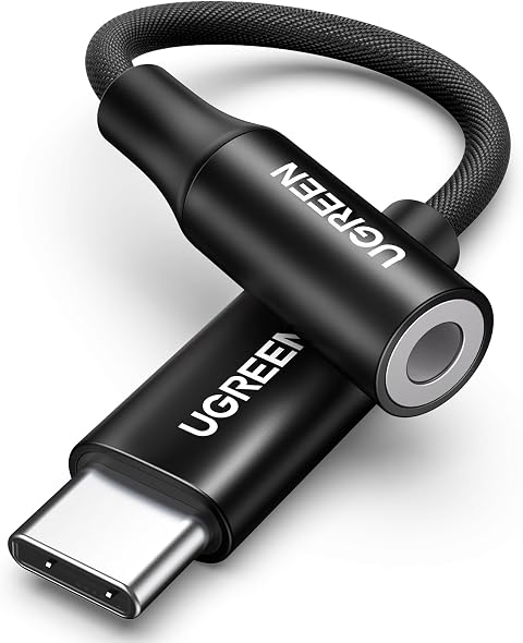 UGREEN Adattatore USB C a Jack 3.5mm Chip DAC per Cuffie Tipo C Compatibile con iPhone 17 Pro Max Air Galaxy S25 Ultra MacBook Pro 2024 iPad Pixel 9 XL (Nero)