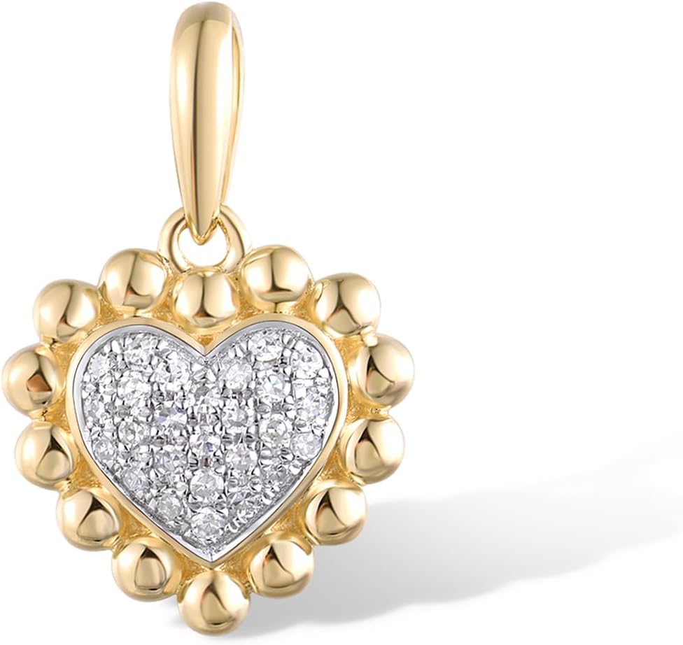 Santuzza 10K Solid Gold Genuine Diamond Simple Dainty Pendant Without Chain for Women