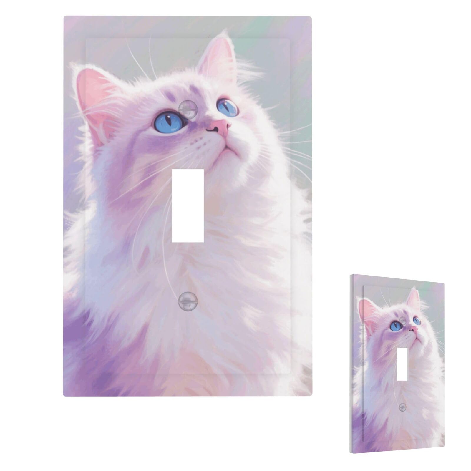 Fekiloot Single Toggle Cat Wall Plate Cover Modern Decorative 1 Gang Light Switch Cover Unbreakable Receptacle Outlet Covers For Living Room Bedroom Home Decor
