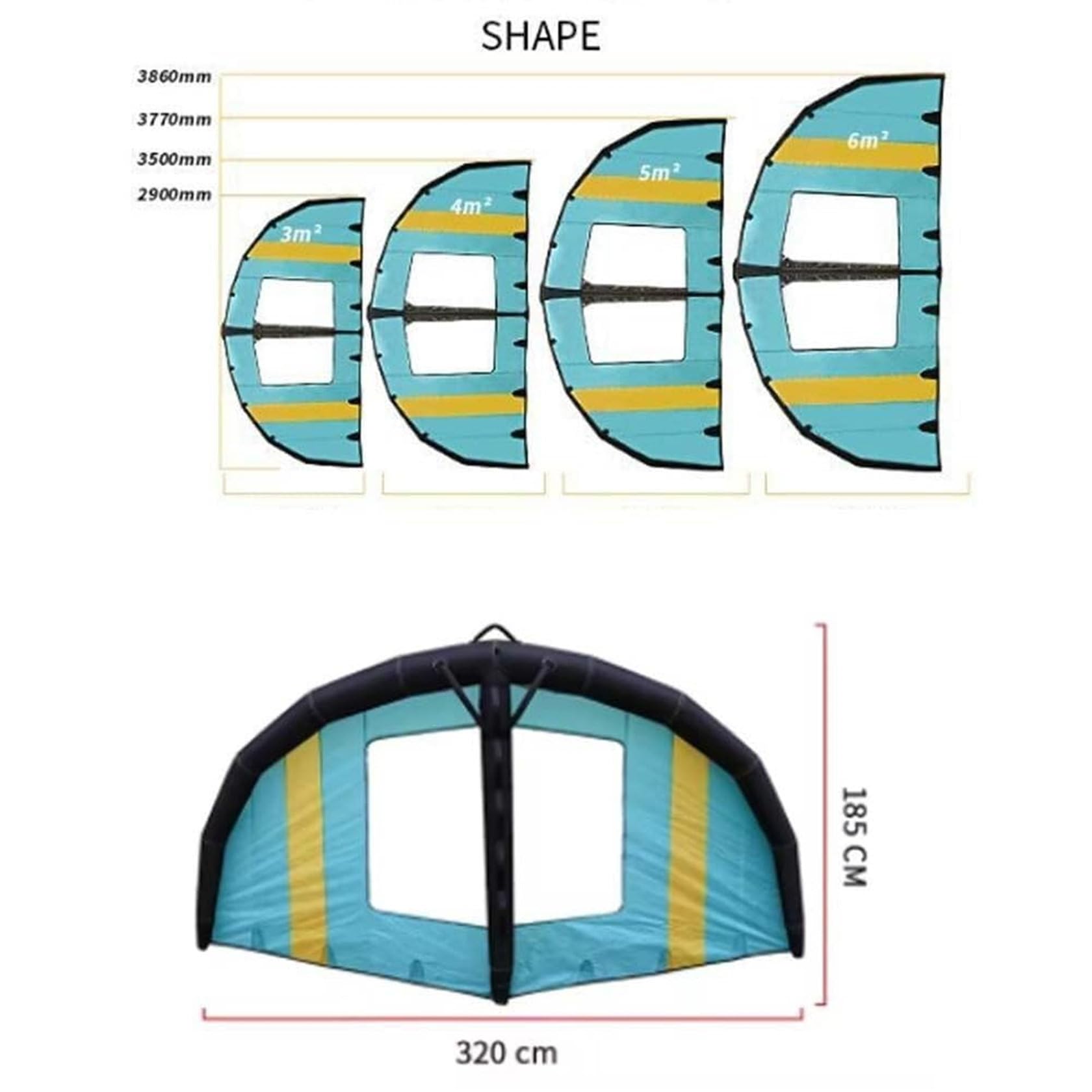Ala Inflable De Windsurf, 4㎡, 5㎡, 6㎡ Wind Wingfoil Y Tabla De Hidroala, Vela De Surf PortáTil, Con Ventana, Para Deportes AcuáTicos, Kitesurf, Surf,C-5㎡