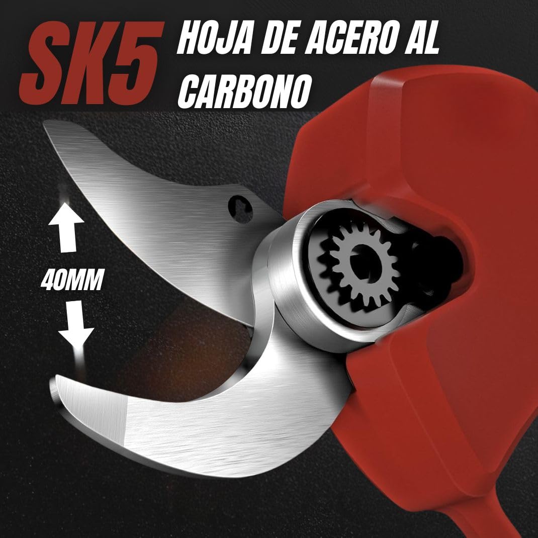 Tijeras de Podar Eléctricas con Maletín, Piedra de Afilar [2 Baterías de 21V] – Podadora Eléctrica de Precisión con Ángulo de Corte de 3mm, Ligera y Potente – Ideal para Viñedos, Árboles y Jardines