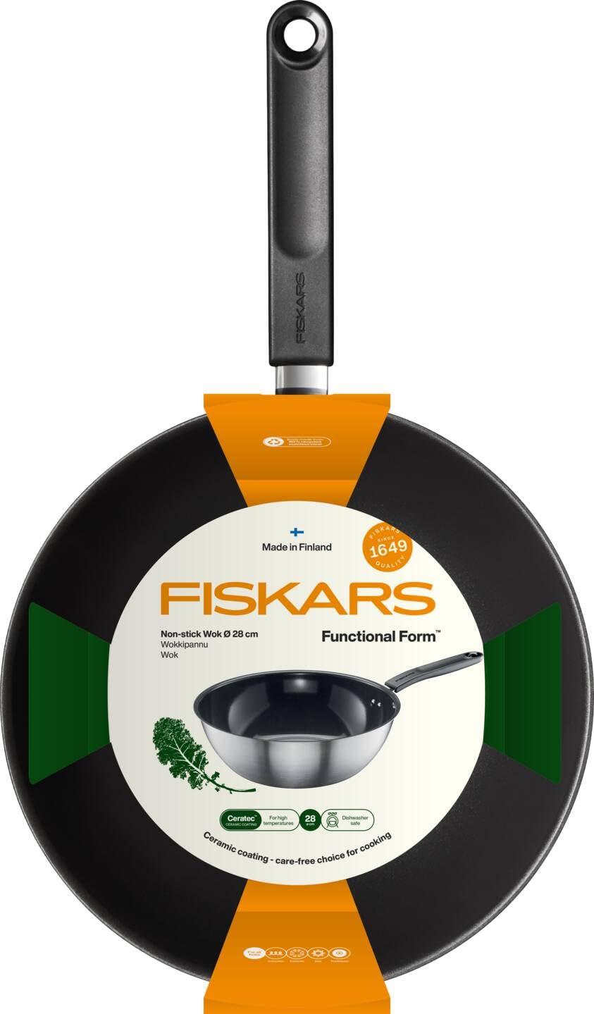 FISKARS Wok, Ø 28 cm, Con Recubrimiento